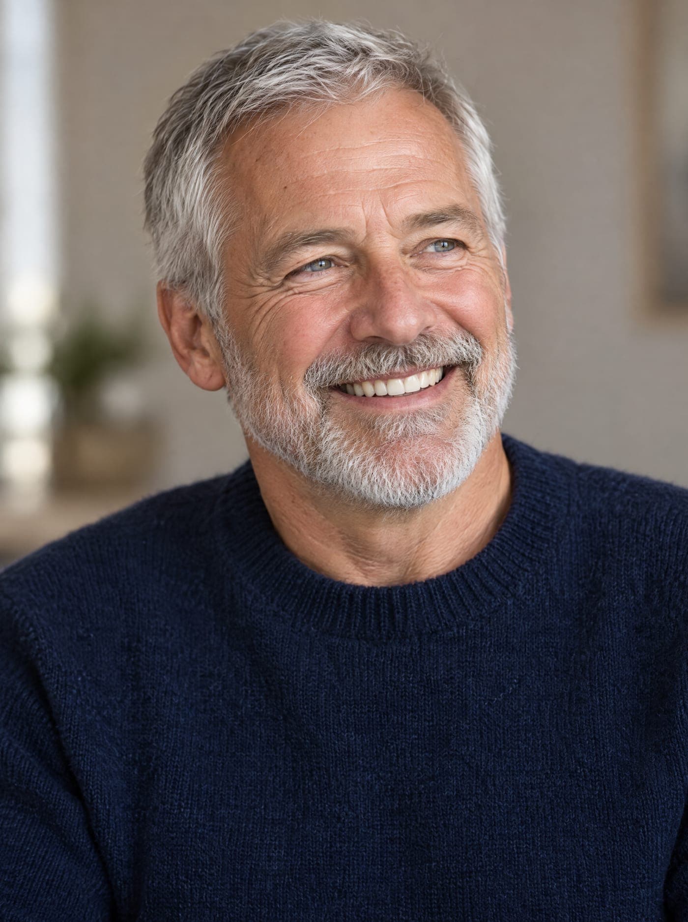 Illustrative AI-generated image of a smiling older man